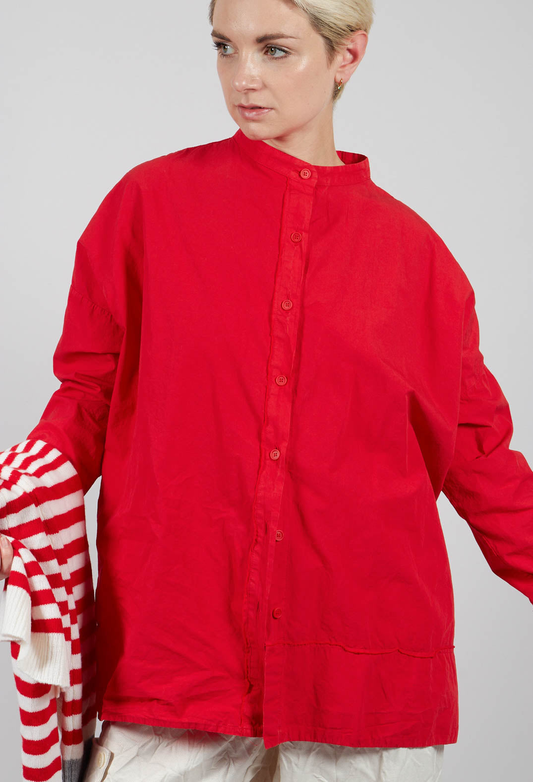 Grandad Collar Shirt in Pomodoro