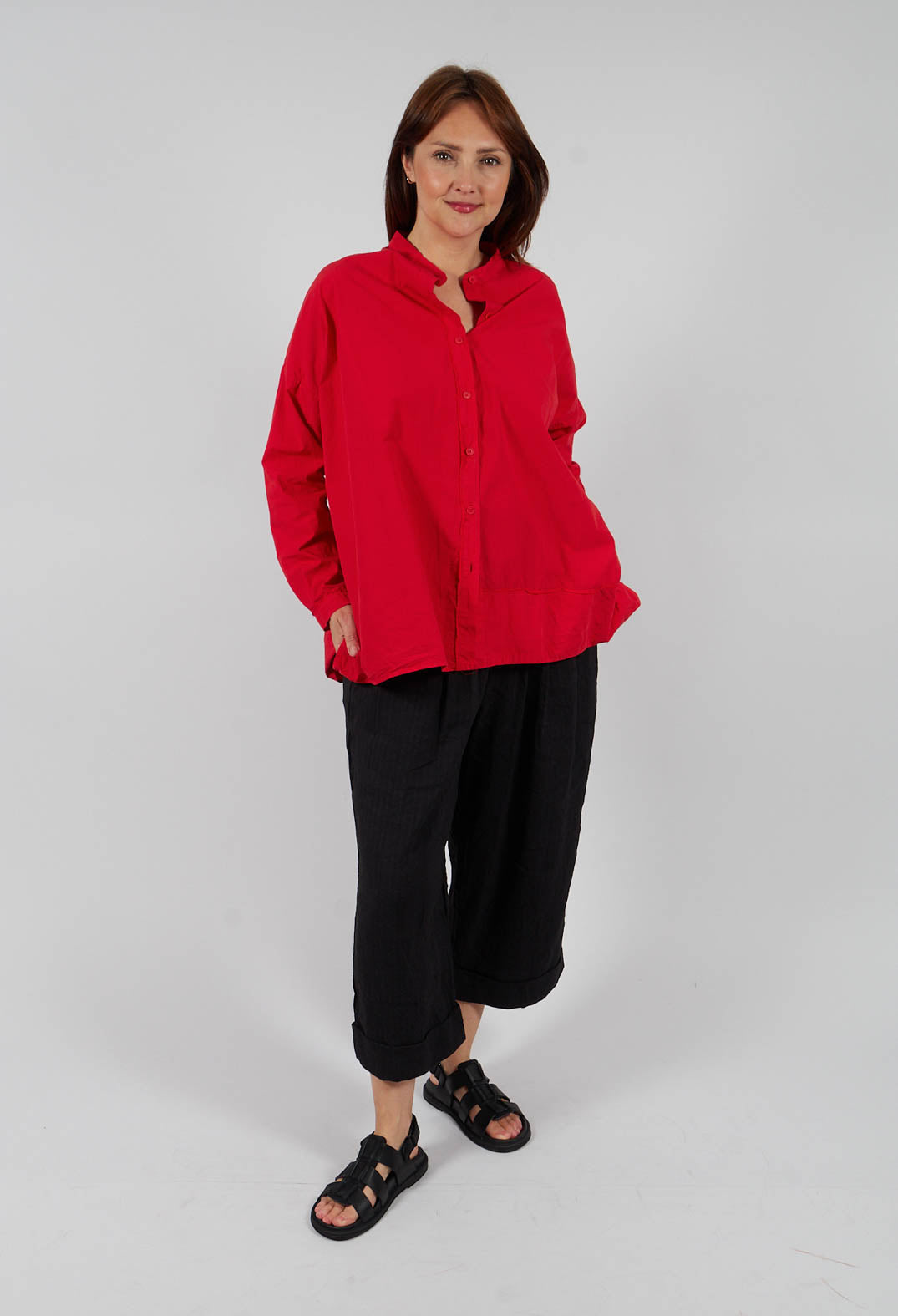 Grandad Collar Shirt in Pomodoro