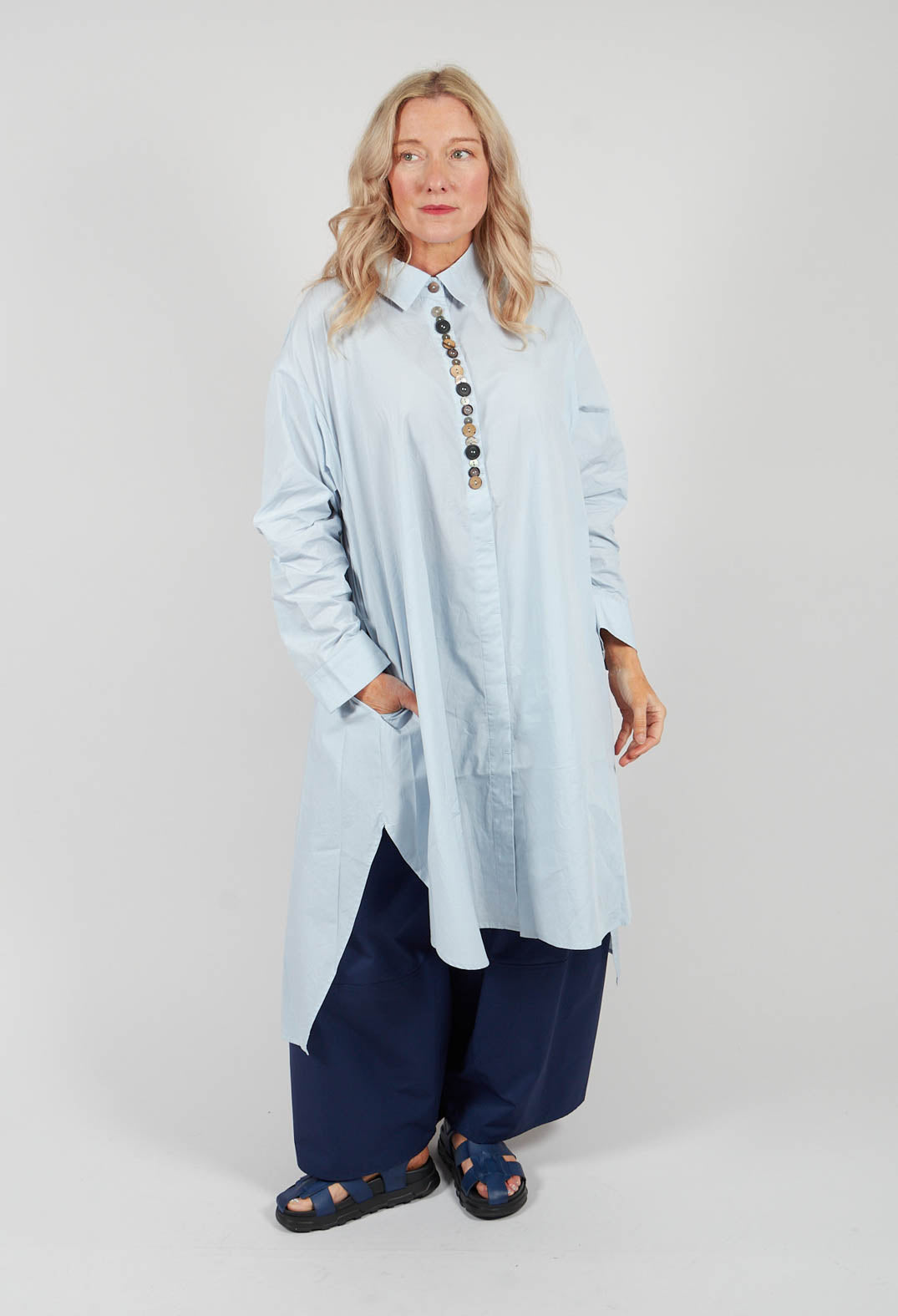 Wide Leg Trouser in Azure Blue