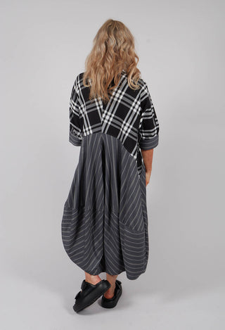 Check Shirt Dress in Black and White