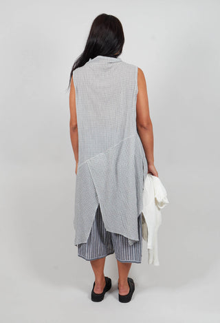Longline Sleeveless Shirt in White Check