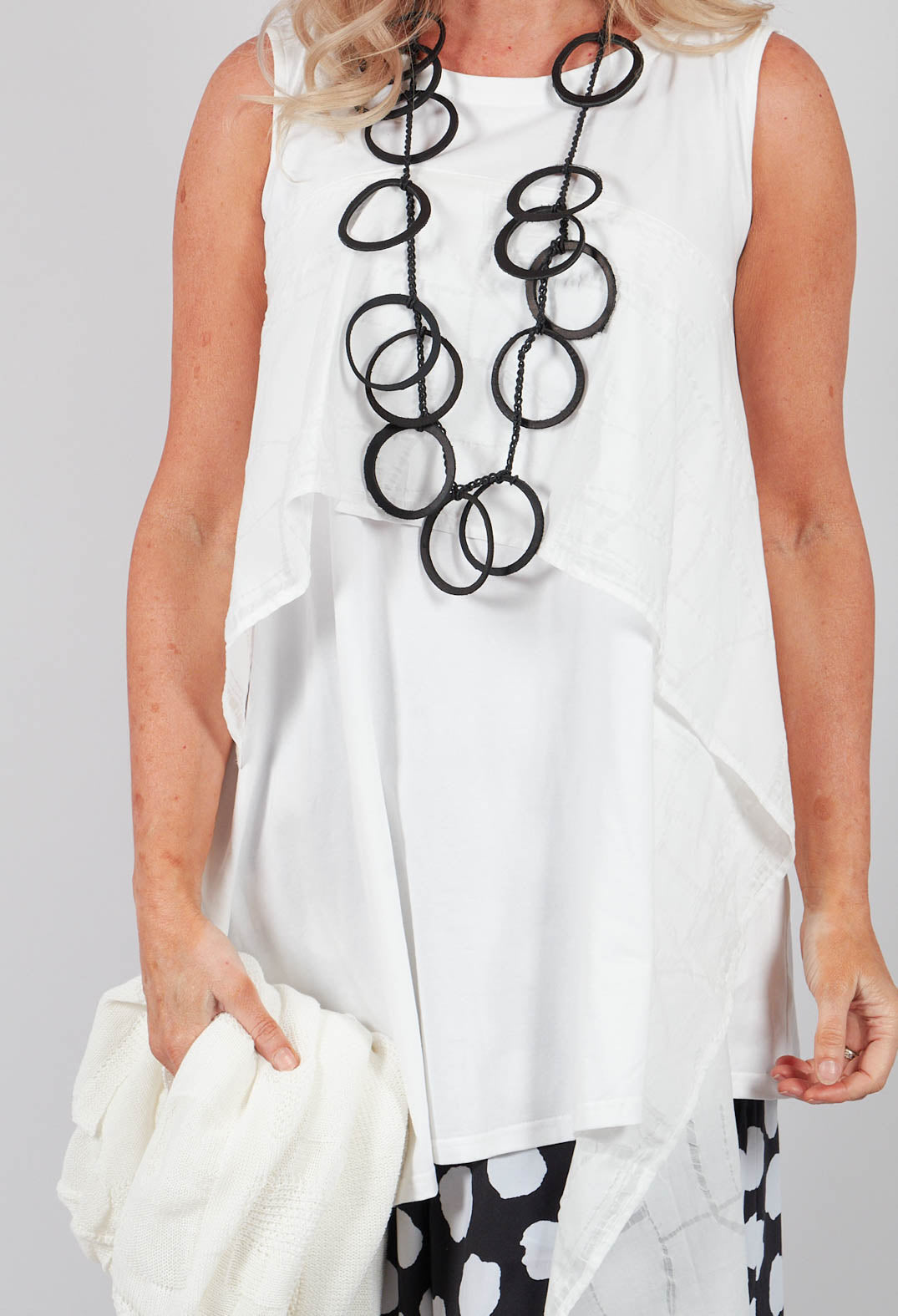 Sleeveless Tunic Dress in White