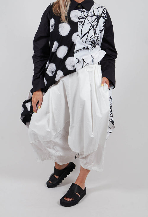 Drop Crotch Balloon Trousers in White