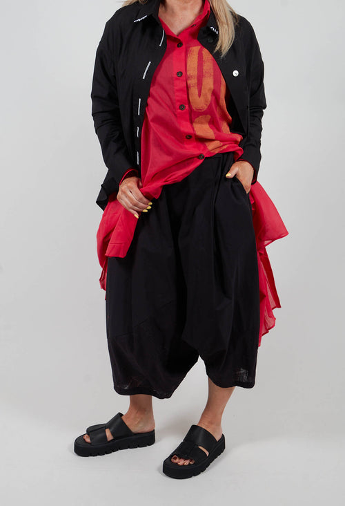 Drop Crotch Balloon Trousers in Black