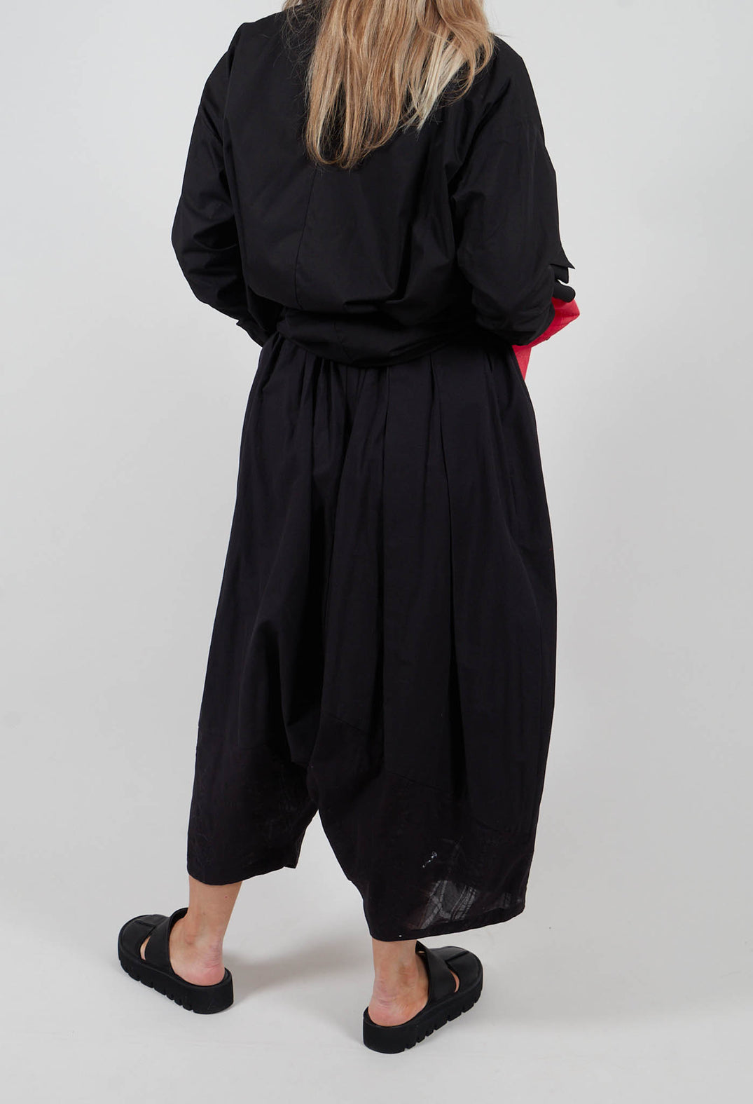 Drop Crotch Balloon Trousers in Black