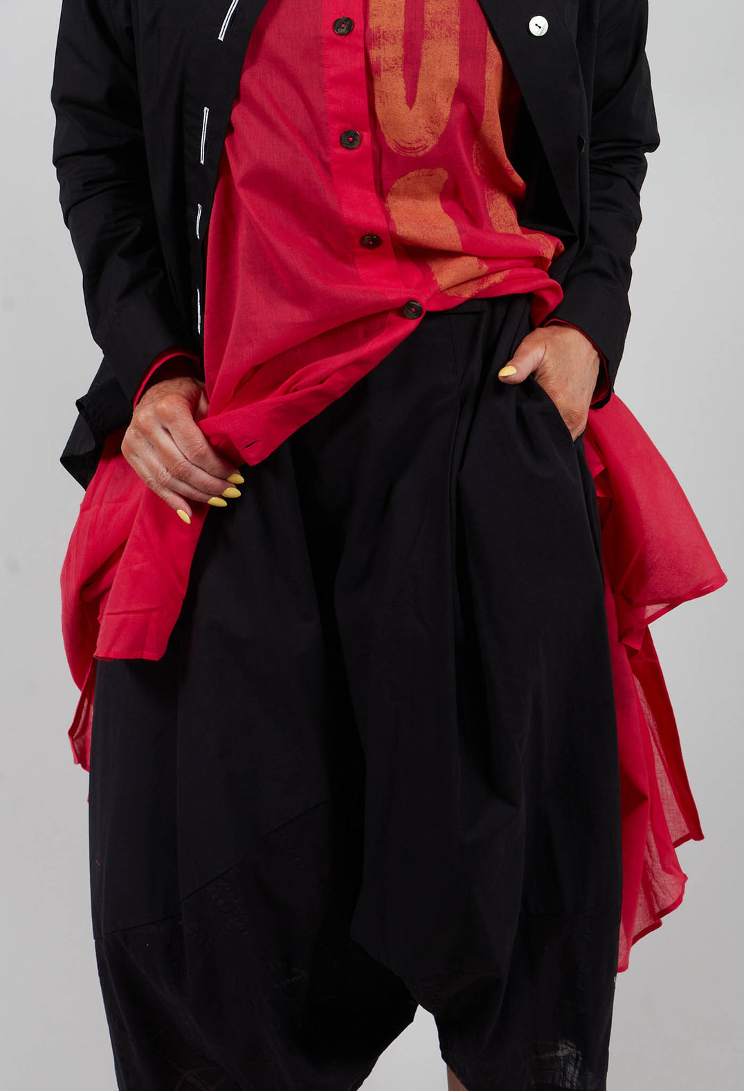 Drop Crotch Balloon Trousers in Black
