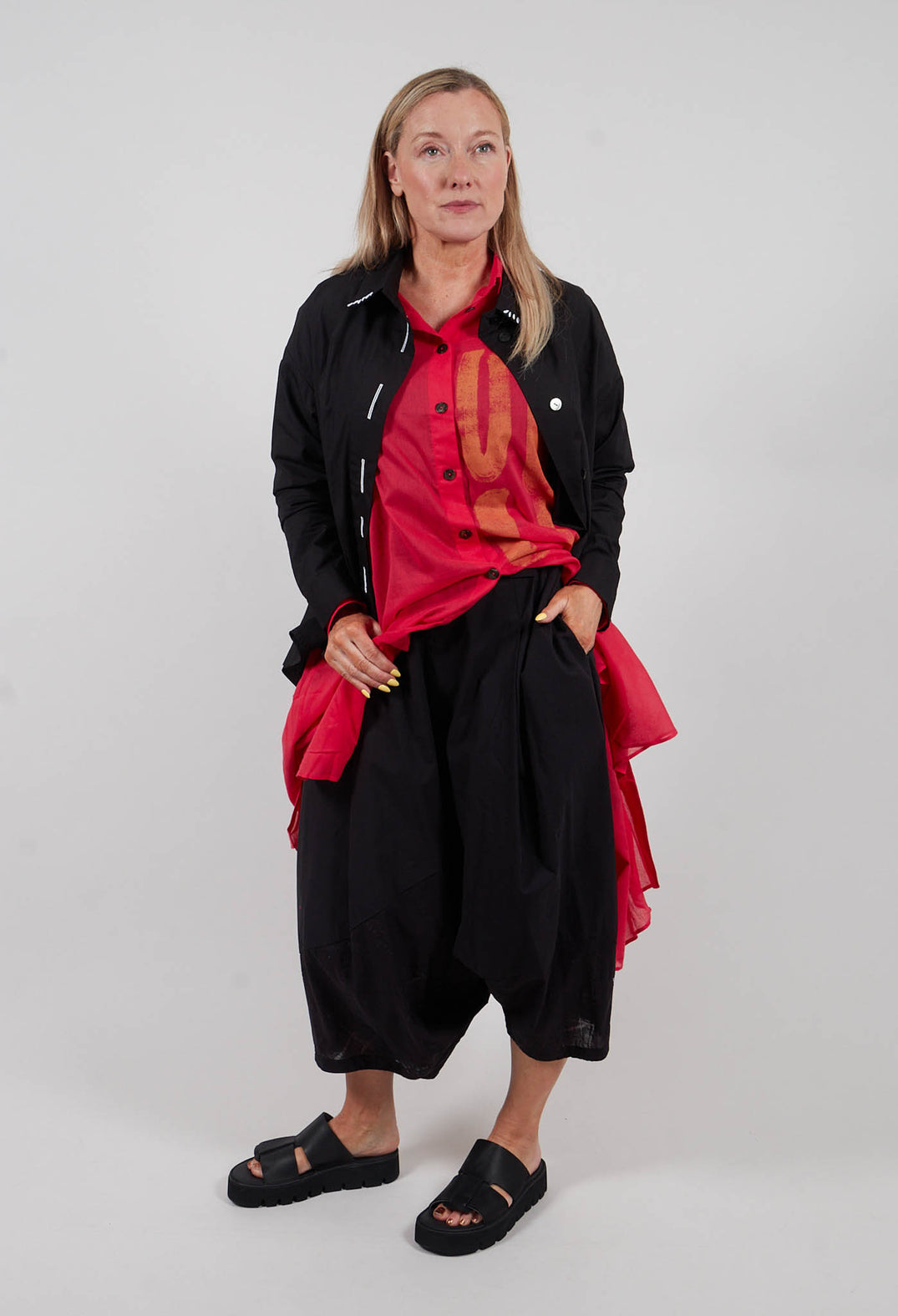 Drop Crotch Balloon Trousers in Black