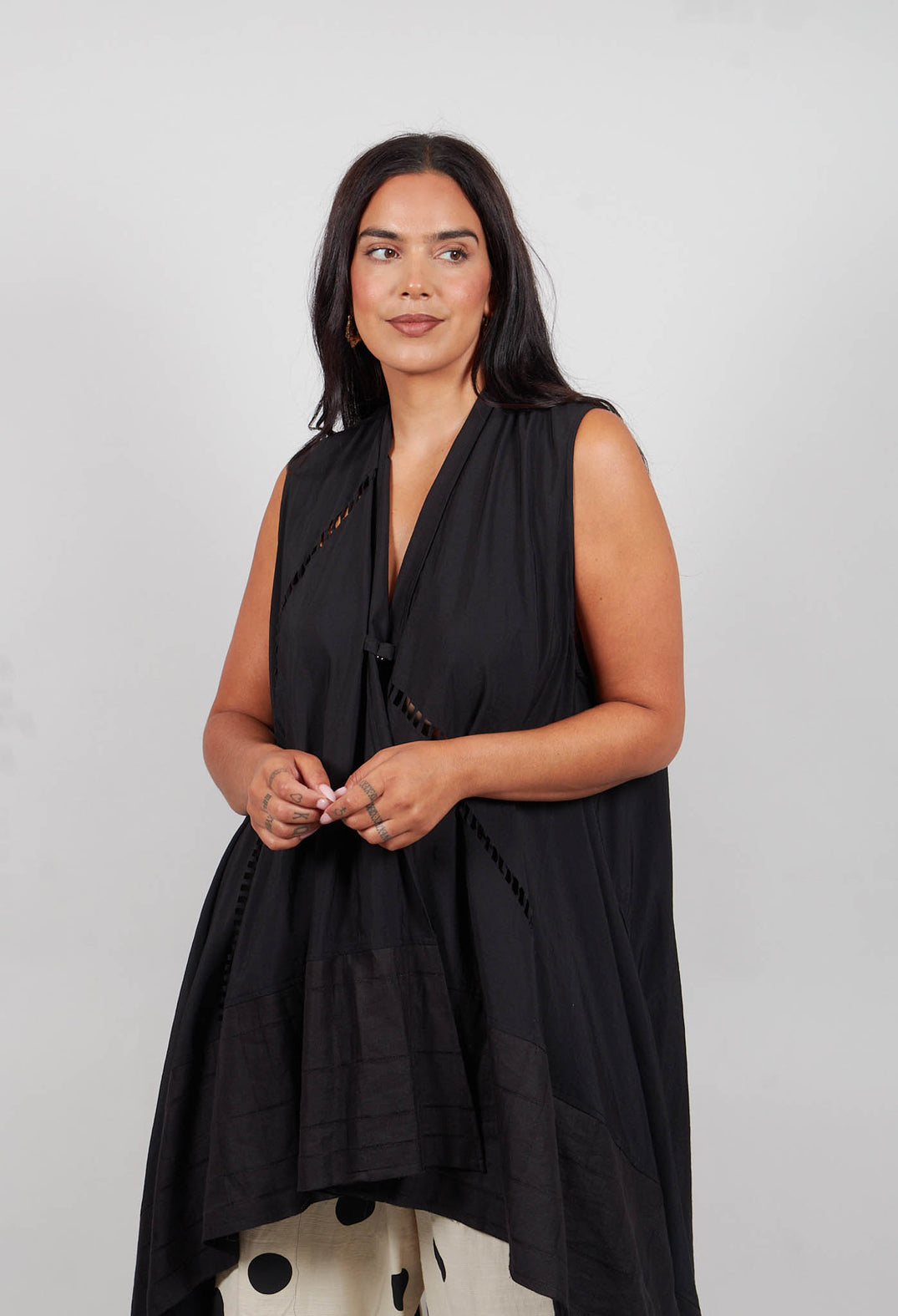 Sleeveless Longline Top in Black