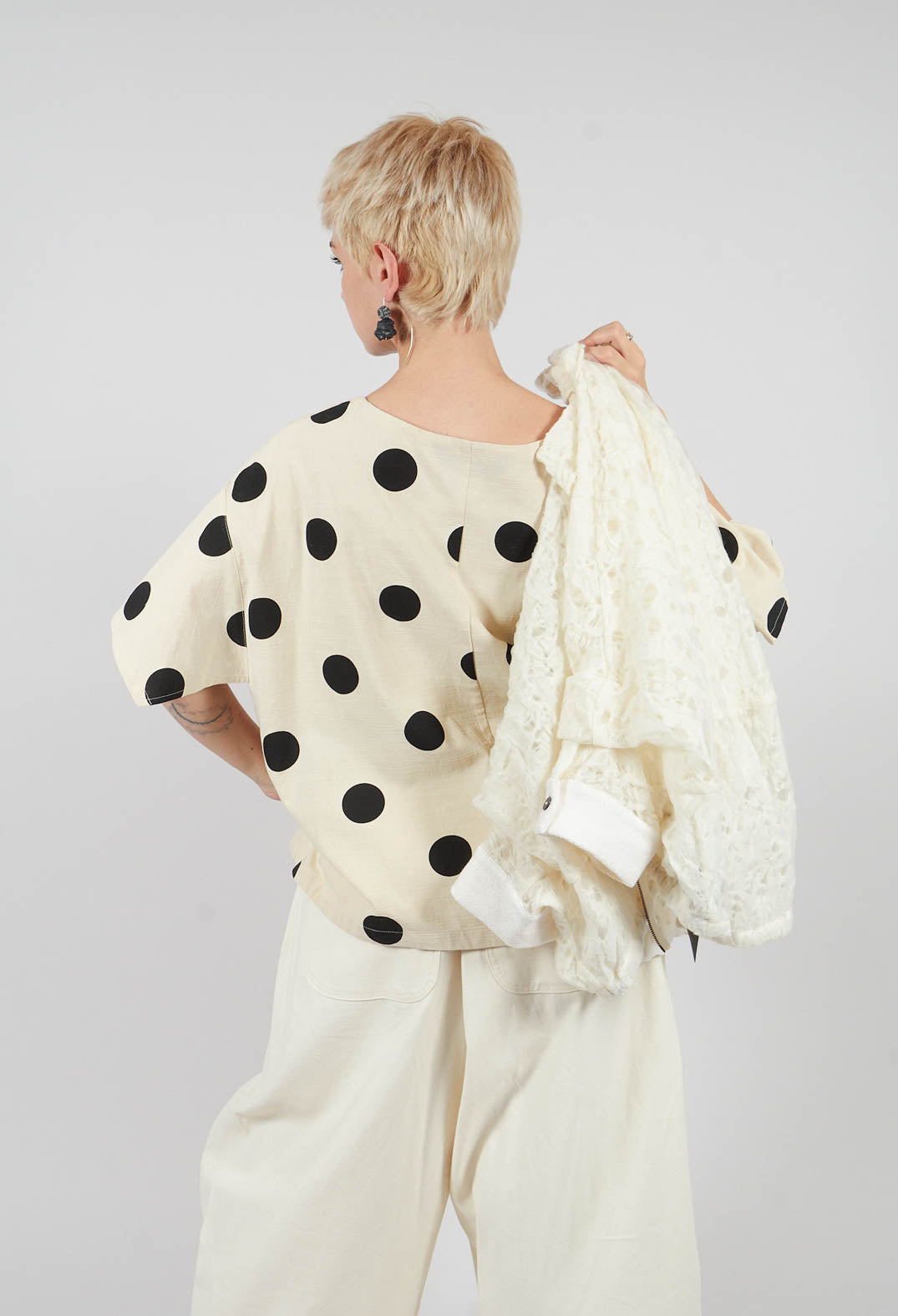 Spotted Short Sleeve Top in Brown