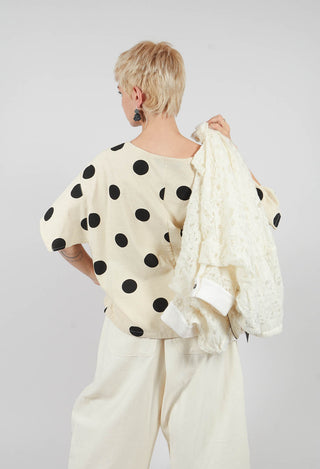 Spotted Short Sleeve Top in Brown