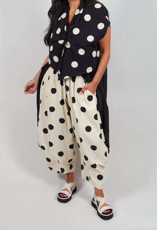 Wide Leg Spotted Trousers in Brown