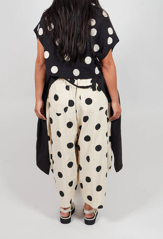 Wide Leg Spotted Trousers in Brown