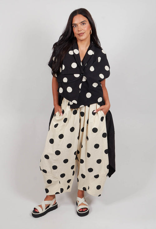 Wide Leg Spotted Trousers in Brown