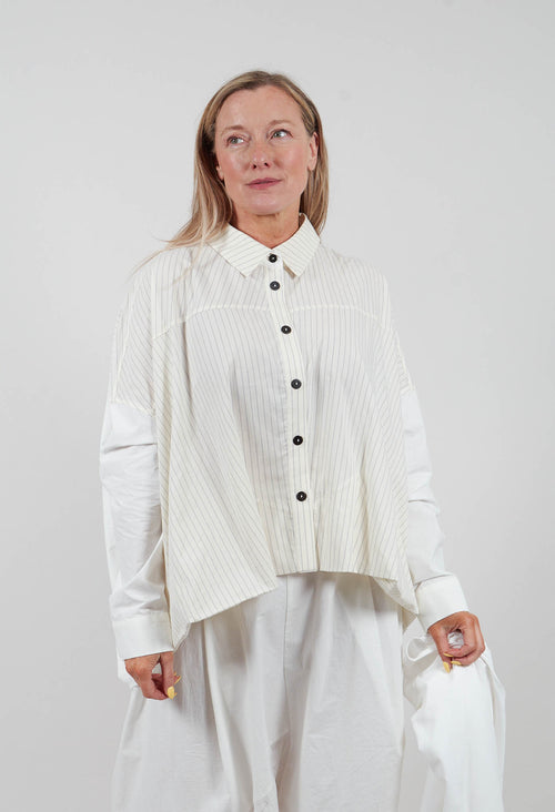 Oversized Shirt in Cream Pinstripe