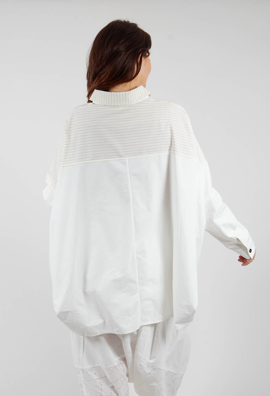 Oversized Shirt in Cream Pinstripe