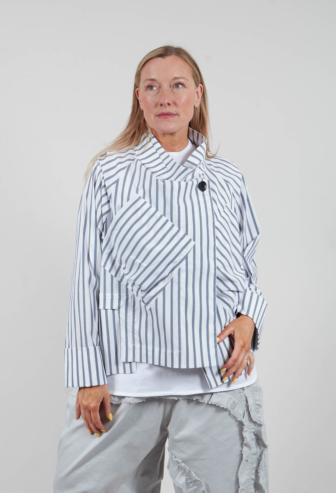 Lightweight Striped Jacket in White