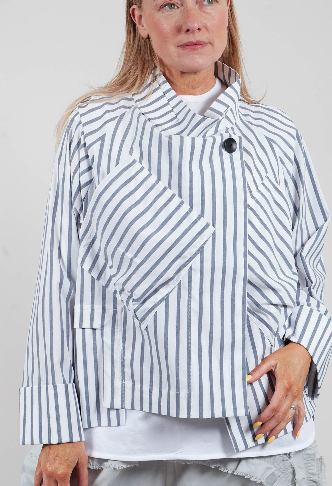 Lightweight Striped Jacket in White