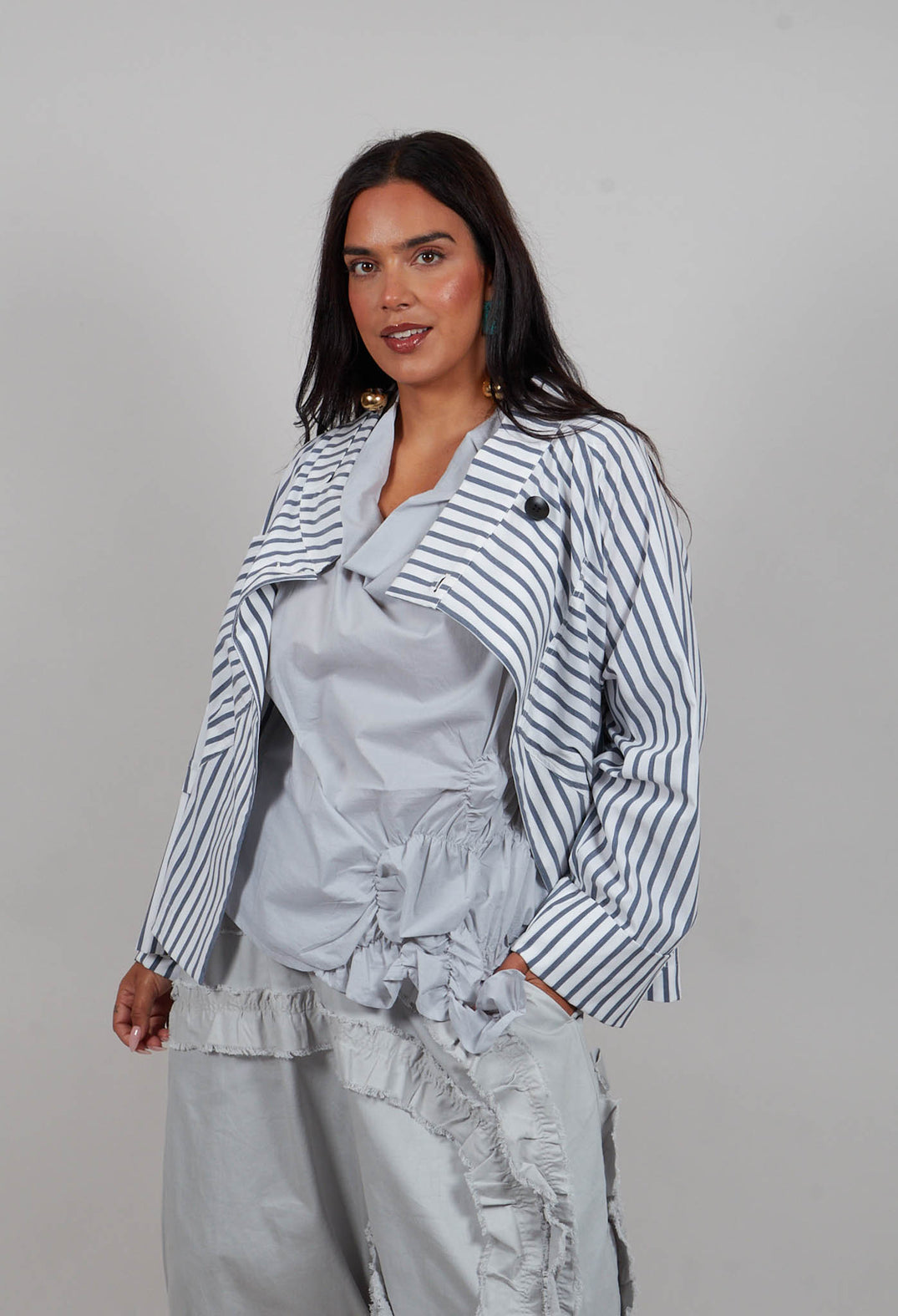 Lightweight Striped Jacket in White