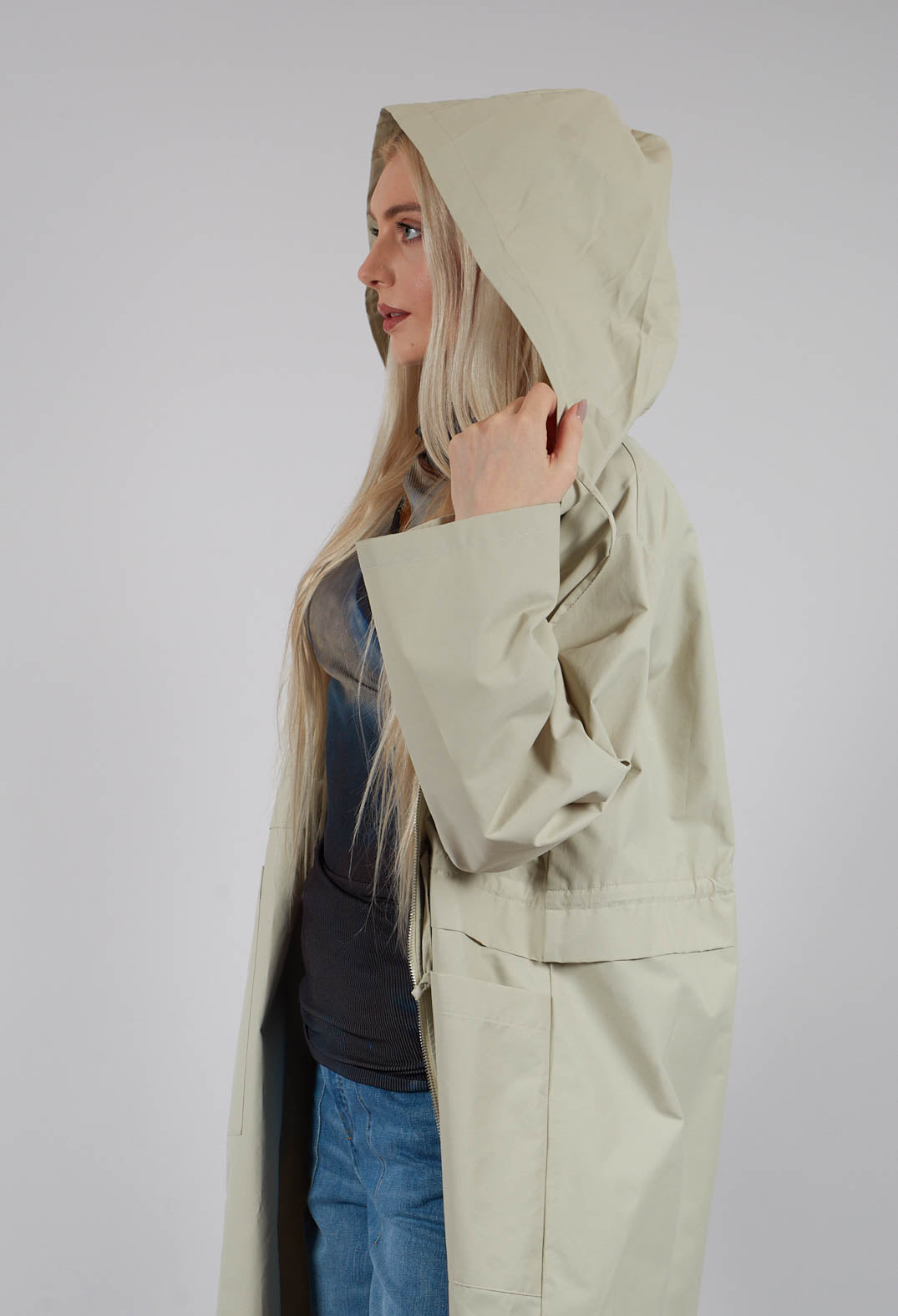 Drawstring Parka Coat in Mastice
