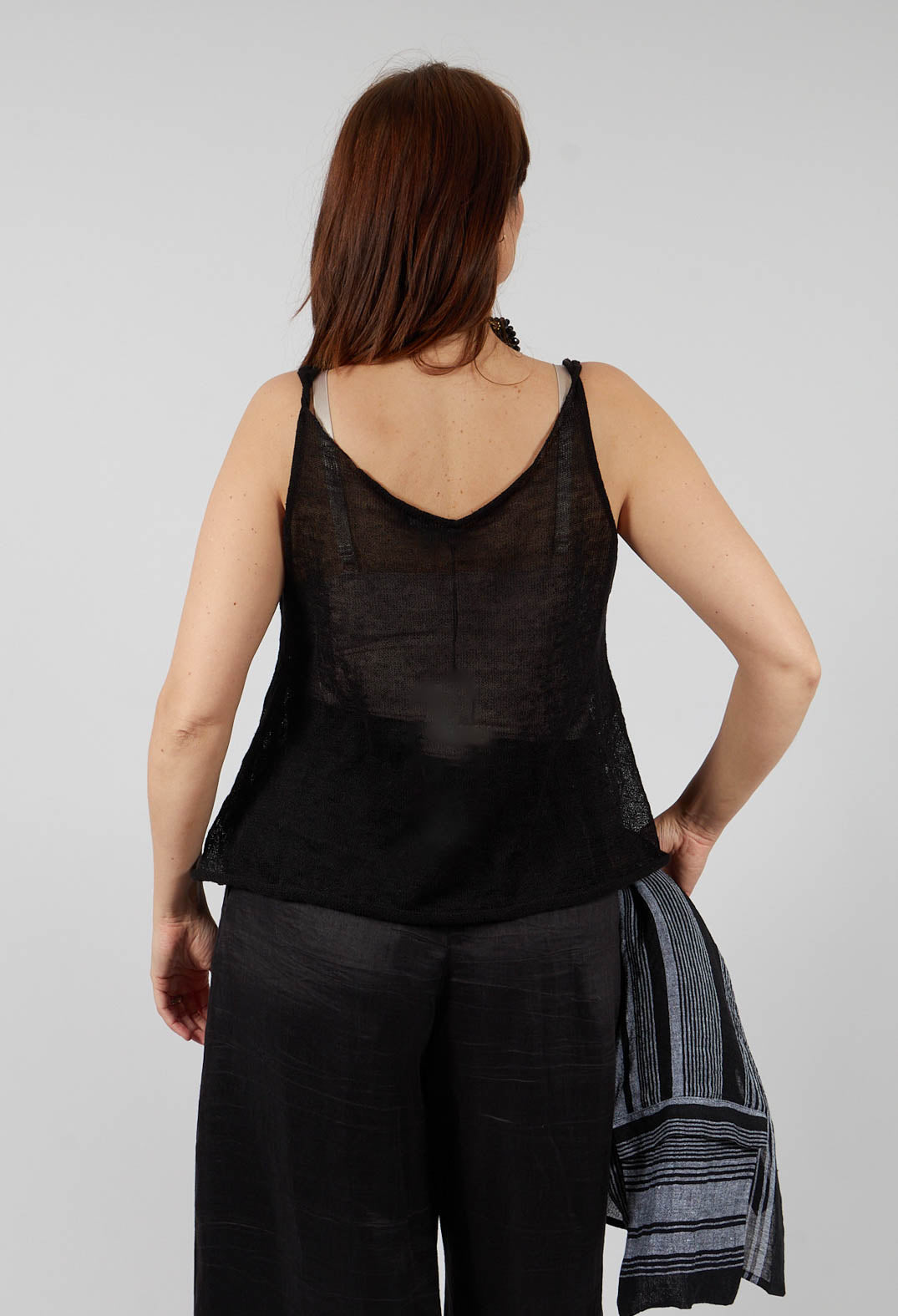 Linen Vest Top in Nero