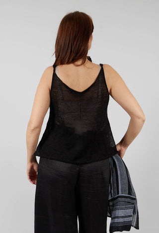 Linen Vest Top in Nero