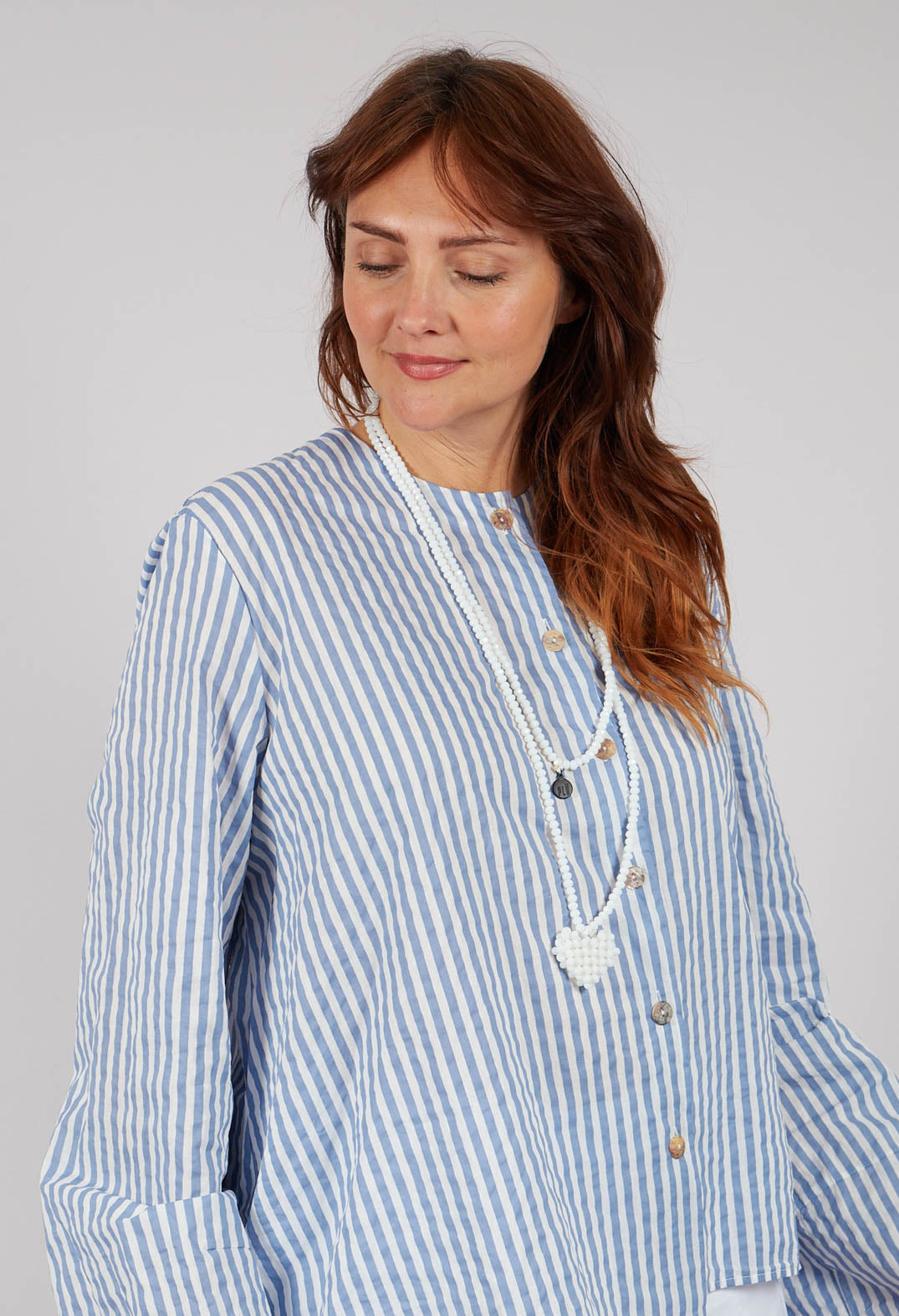 Asymmetrical Blouse in Riga Sky