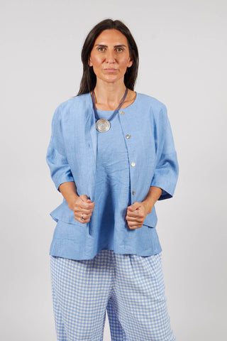 Button Through Blouse in Sky