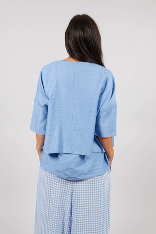 Button Through Blouse in Sky