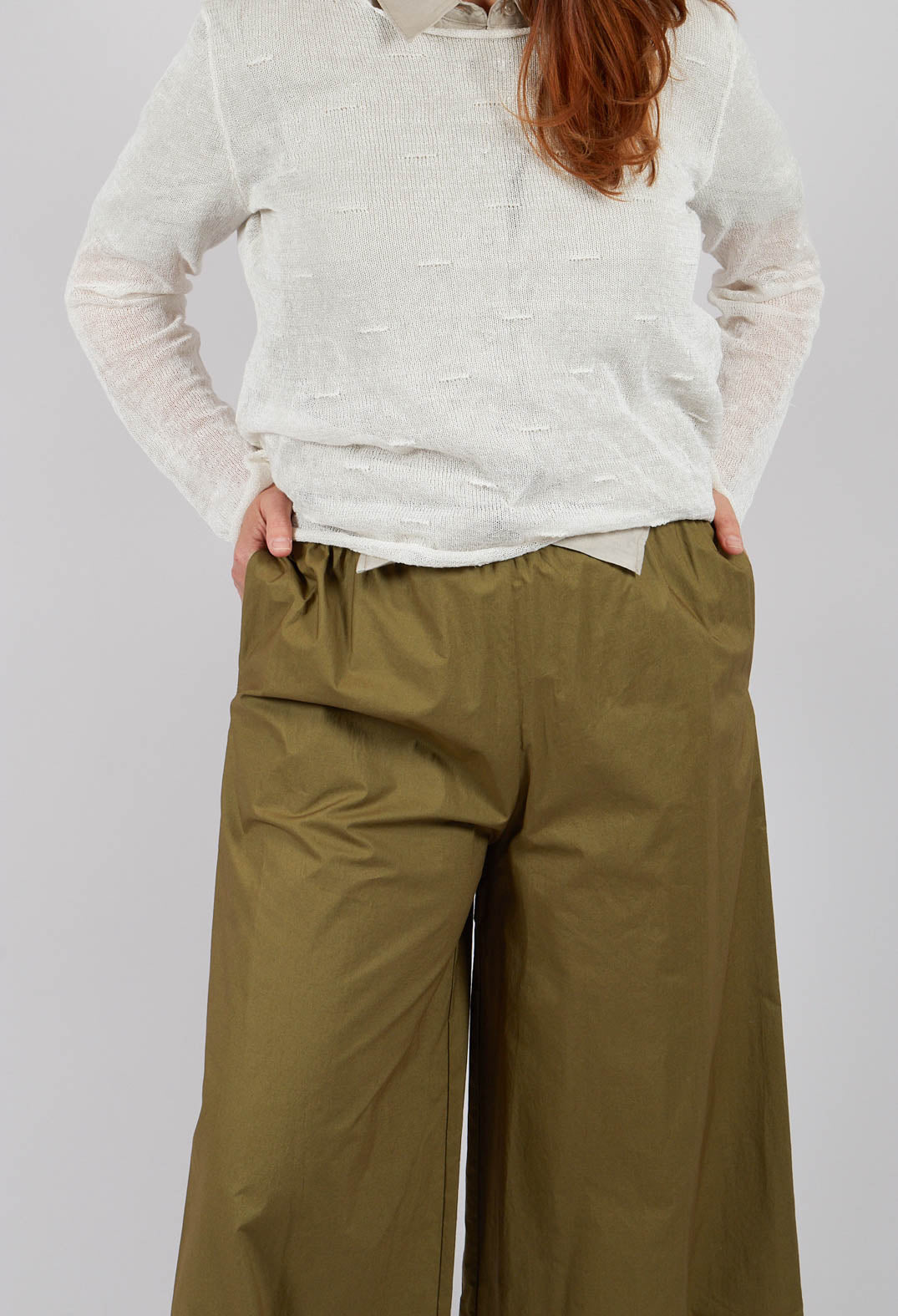 Trousers with Wide Leg in Cactus