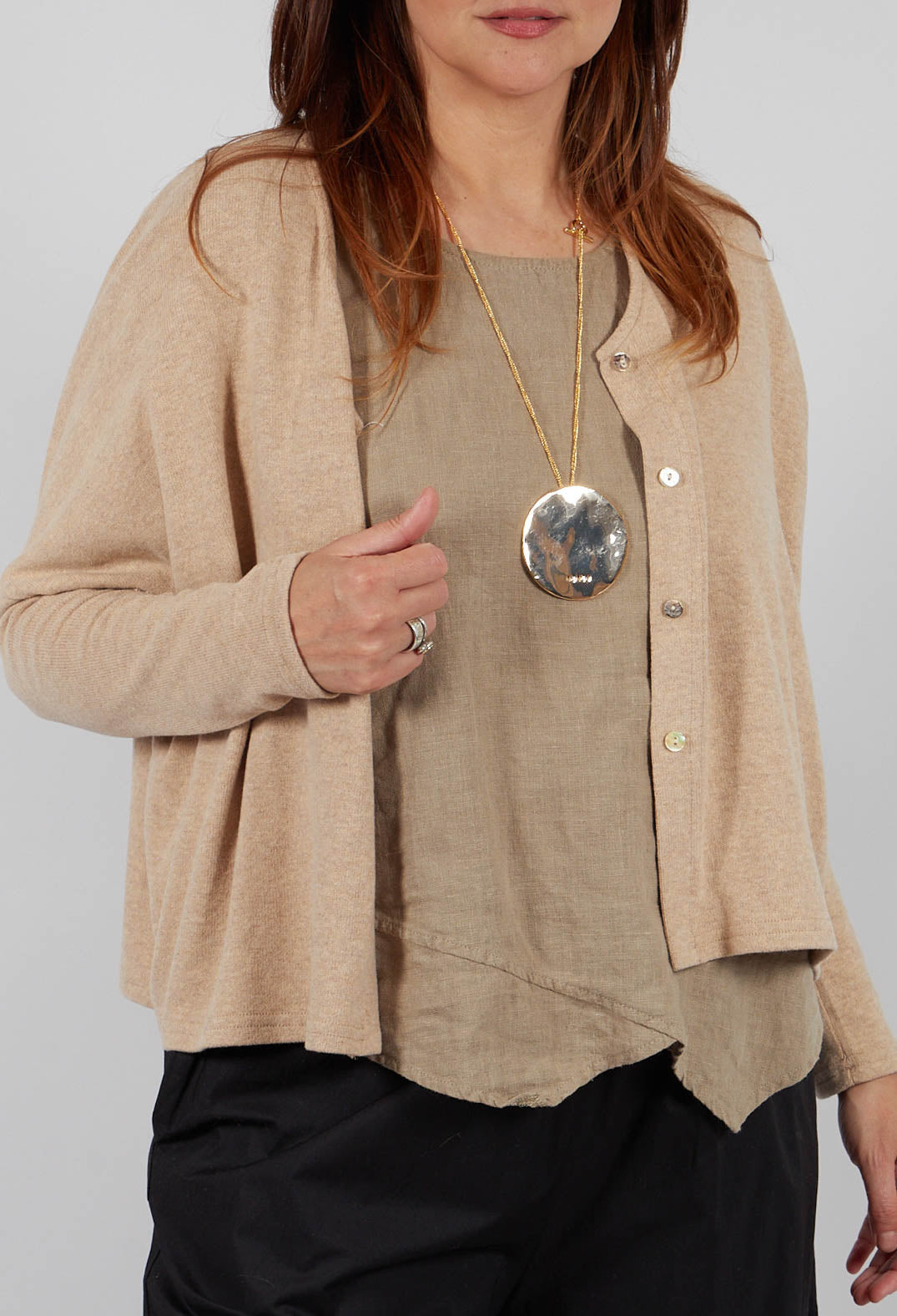V-Neck Cardigan in Sand