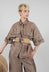 Linen Blend Shirt with Large Pockets in Marmotta