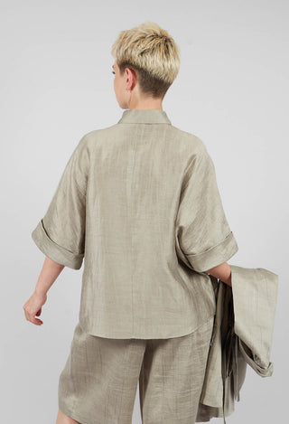 Linen Blend Shirt with Large Pockets in Naturale