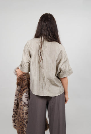 Linen Blend Shirt with Large Pockets in Naturale