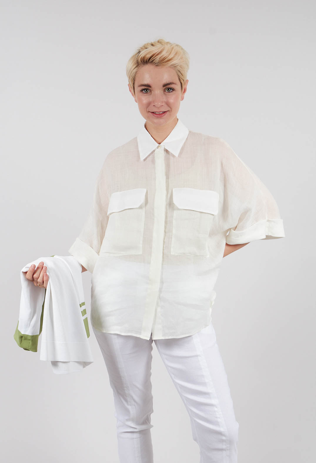 Shirt with Large Pockets in Avorio