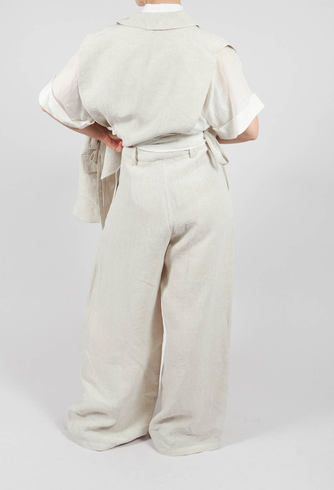 Wide Leg Linen Trousers in Naturale