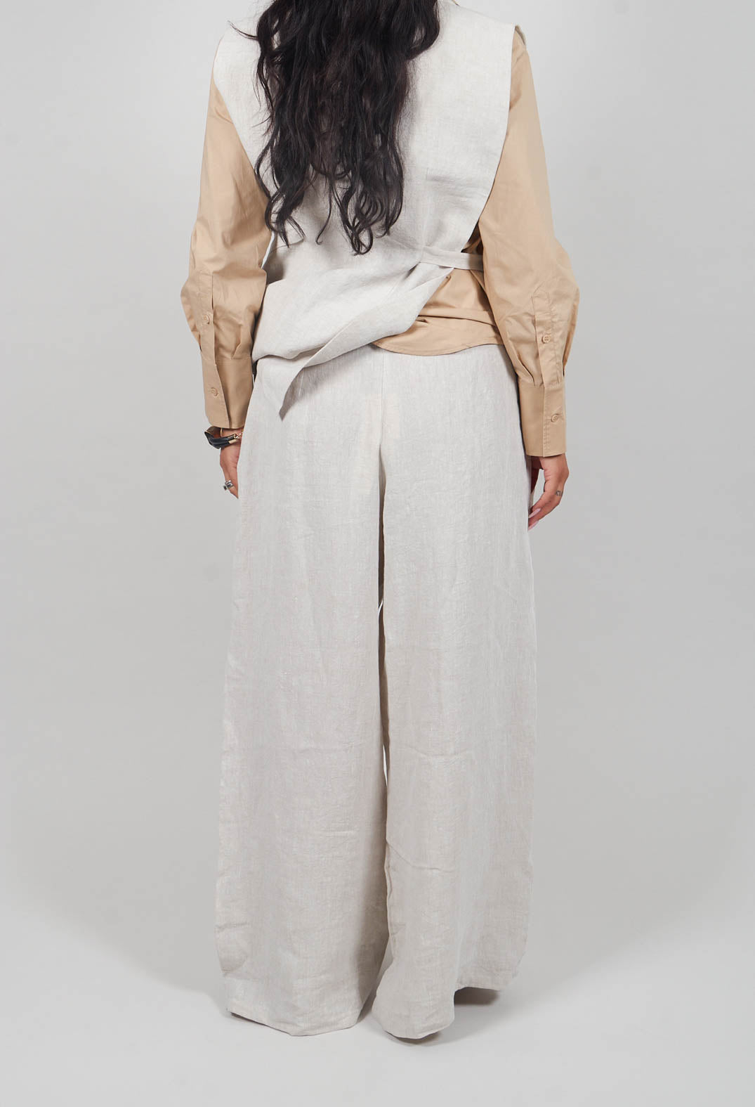 Wide Leg Linen Trousers in Naturale