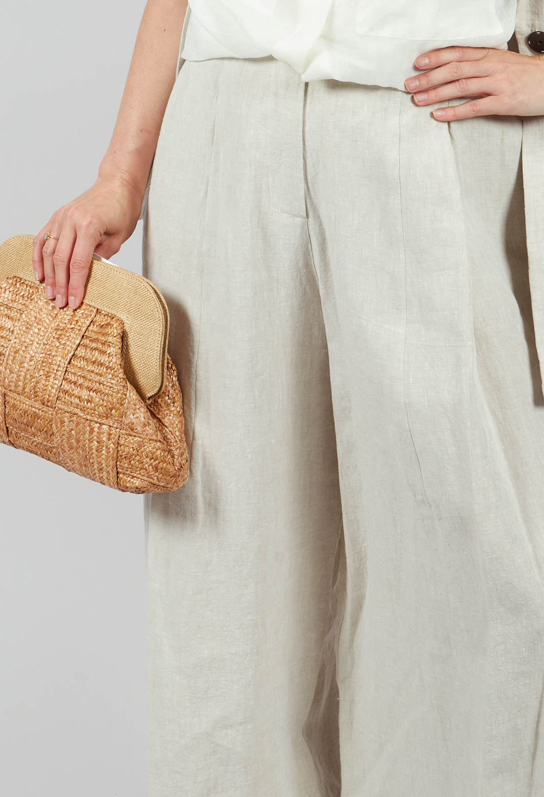 Wide Leg Linen Trousers in Naturale