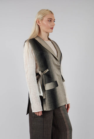 Strings Linen Blend Waistcoat in Rigato