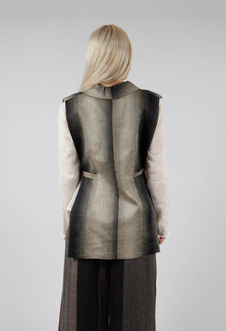 Strings Linen Blend Waistcoat in Rigato