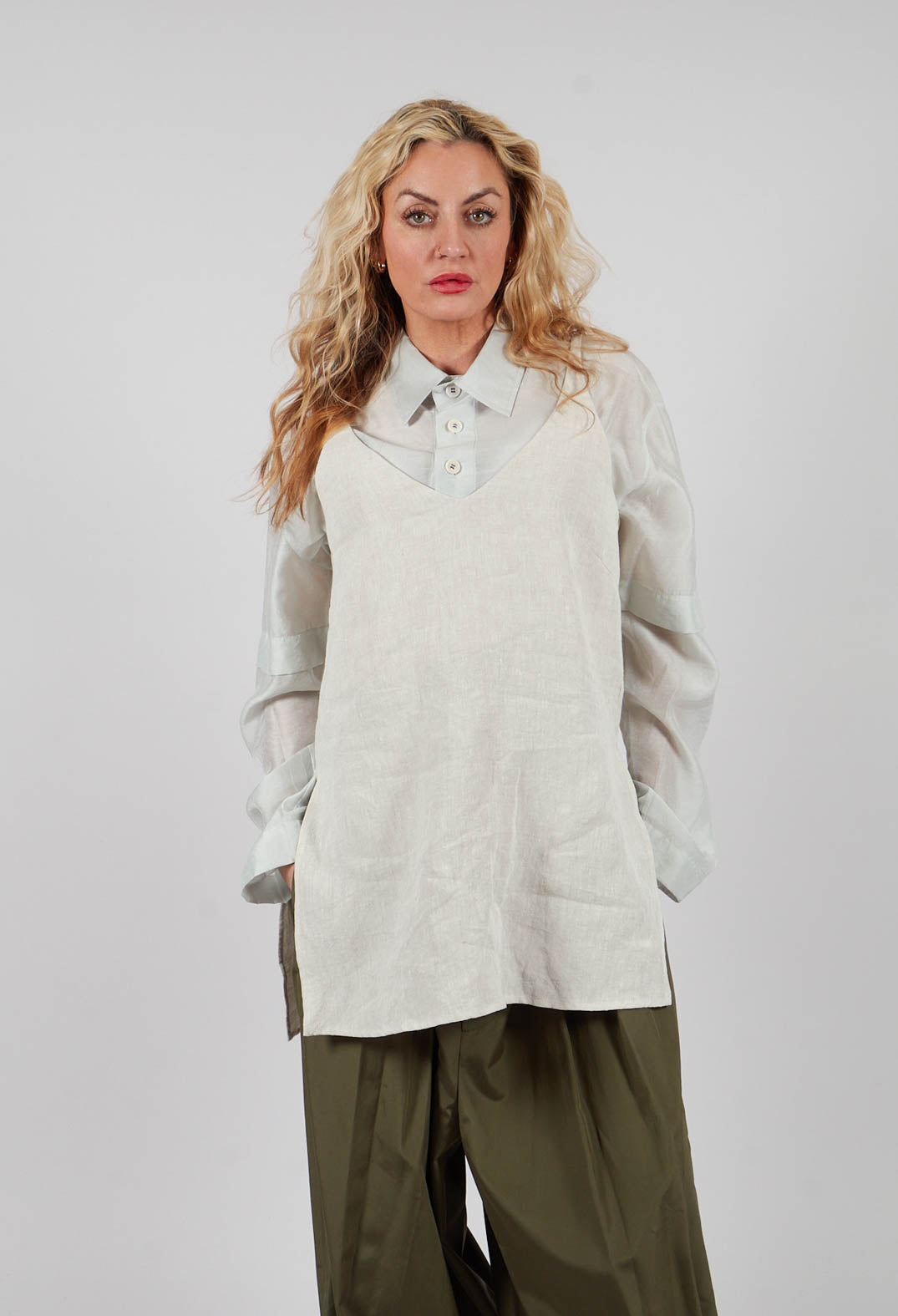 Strappy Linen Vest Top in Naturale