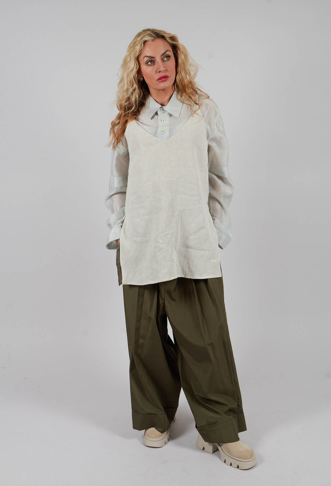 Strappy Linen Vest Top in Naturale