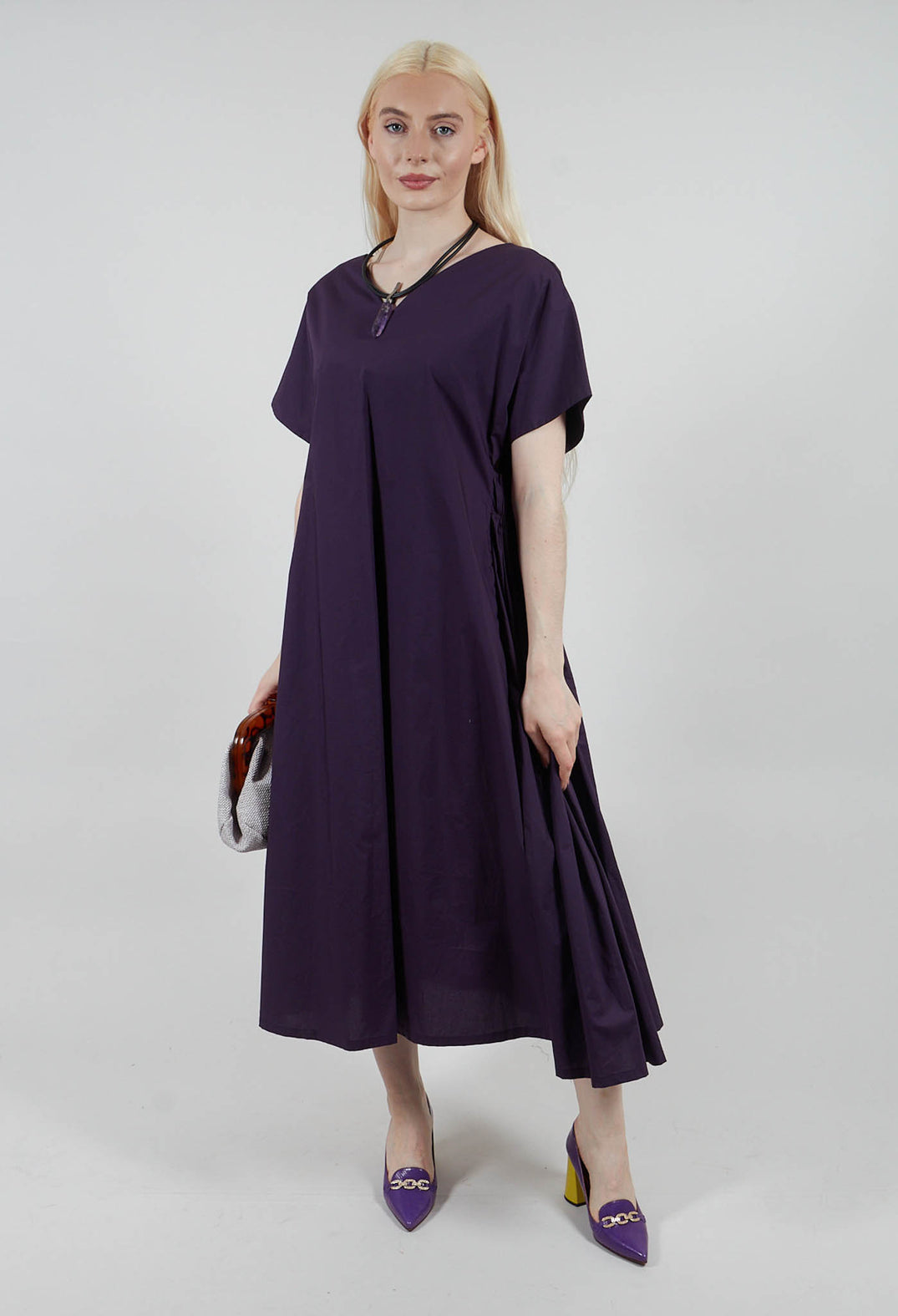Side Pleat Dress in Mauve