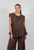 Round Neck Peplum Top in Licorice