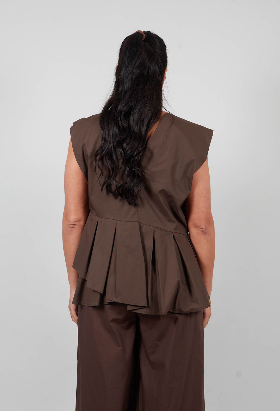 Round Neck Peplum Top in Licorice