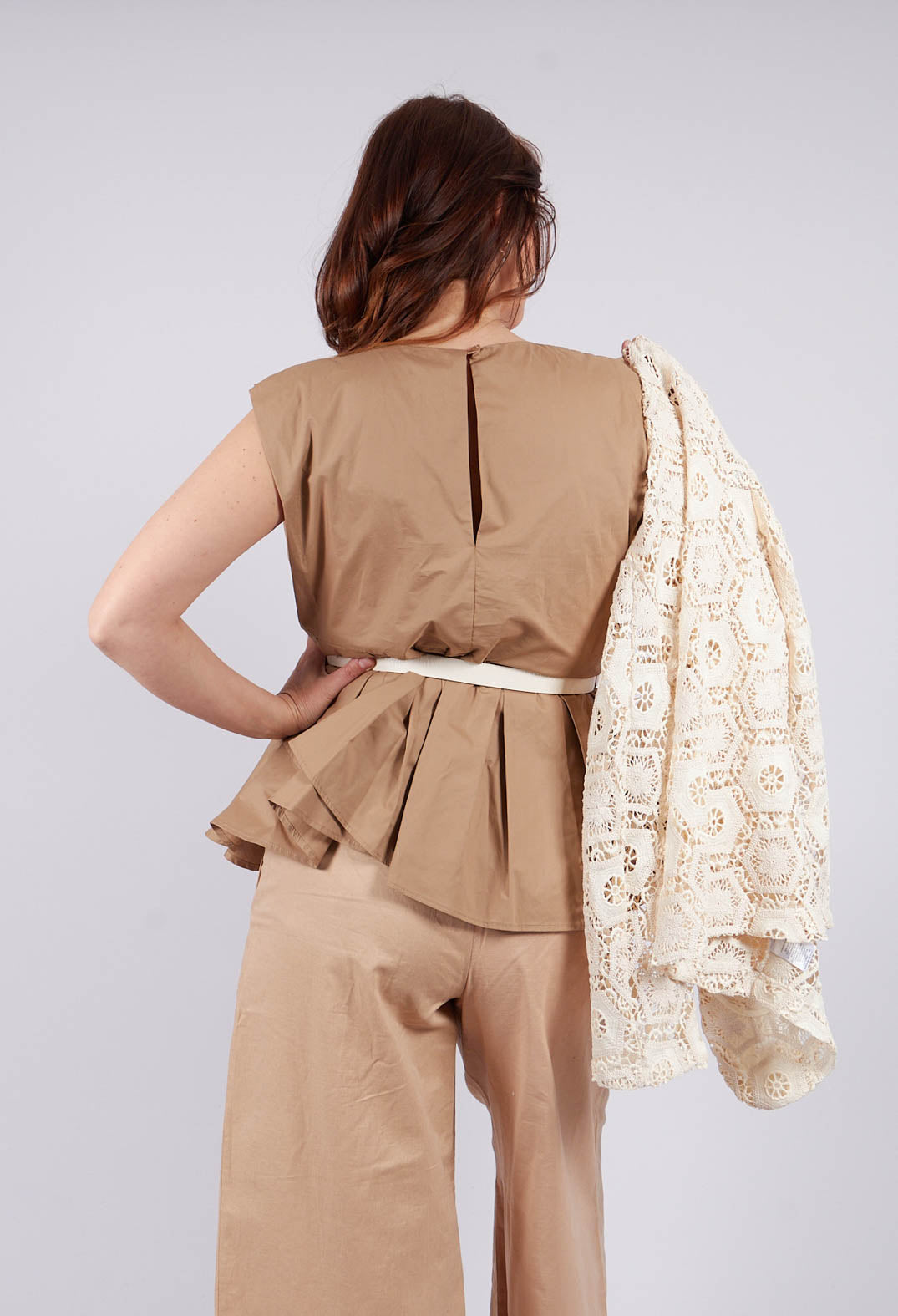 Round Neck Peplum Top in Sudan