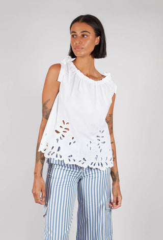 Round Neck Vest Top in Off White