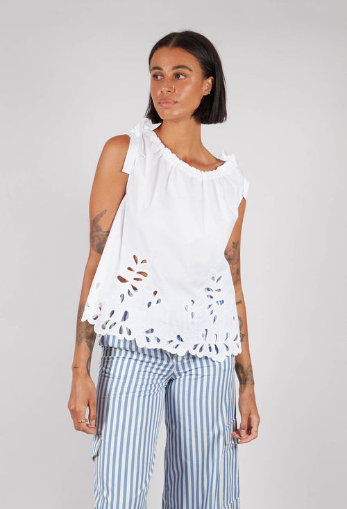 Round Neck Vest Top in Off White
