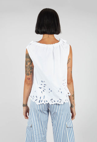 Round Neck Vest Top in Off White