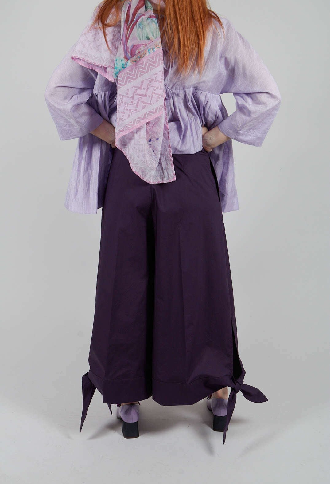 Tie Bottom Trouser in Mauve