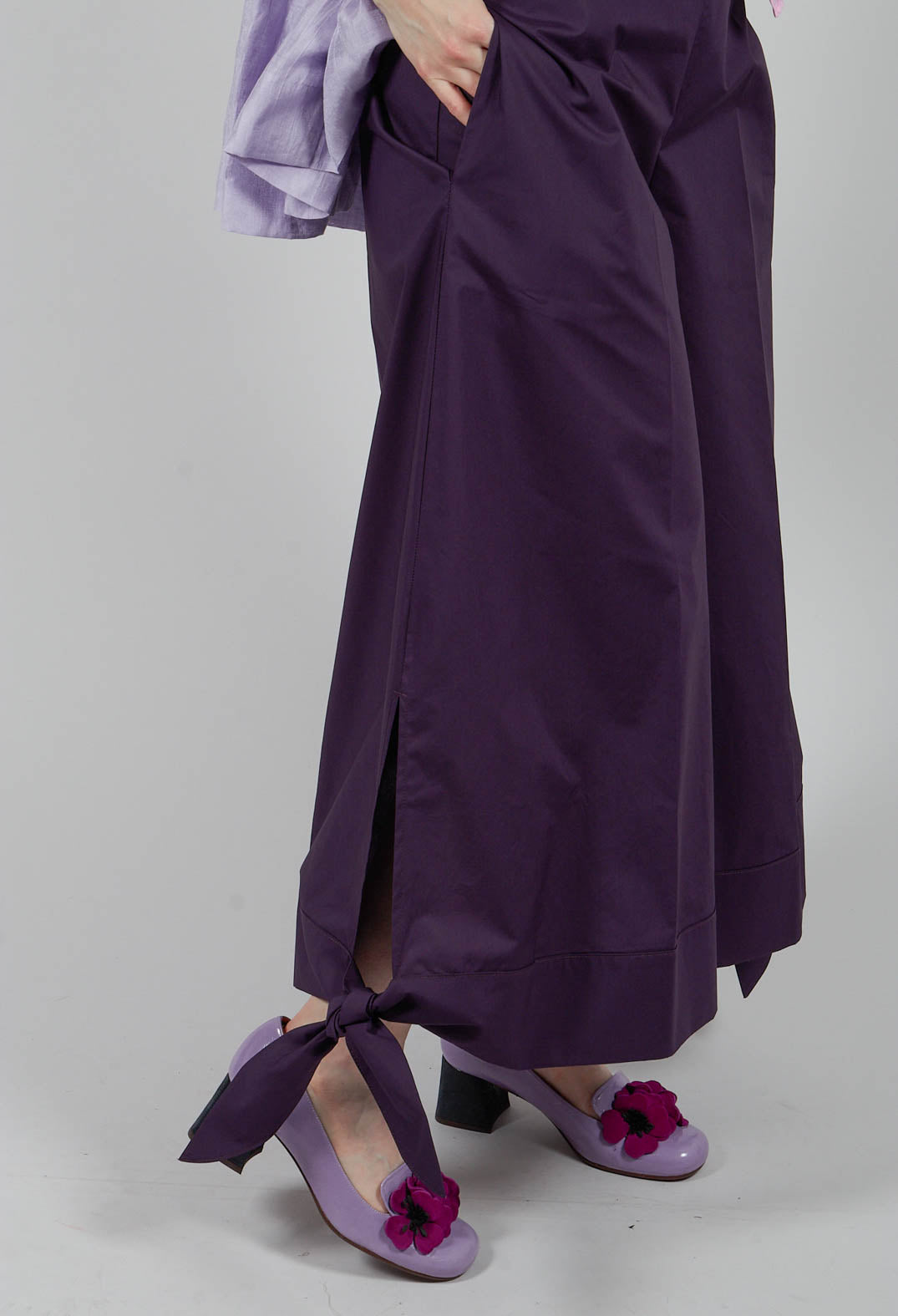 Tie Bottom Trouser in Mauve
